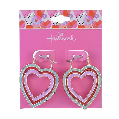 Hallmark Enamel Heart Hoop Earrings