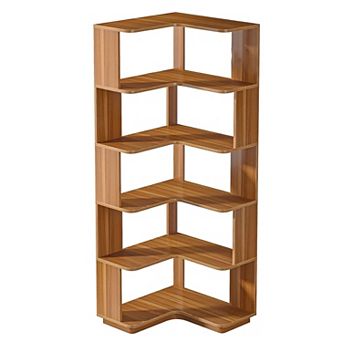 6 tier L Shaped Corner Bookcase, Tall Corner Shelving Unit for Living Room or Office