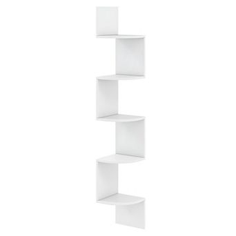 Wall Mounted 5 tier Corner Shelving Unit, Vertical Storage Shelf for Bathroom, Kitchen or Office