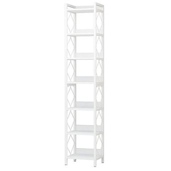 7 tier Corner Bookcase, Tall Corner Shelving Unit with Metal Frame for Living Room