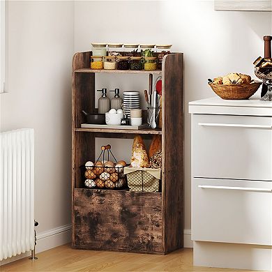 Small 3 Shelf Bookcase with Drawer, Vertical Storage Organizer for Living Room, Study or Entryway