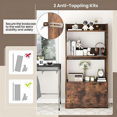 Small 3 Shelf Bookcase with Drawer, Vertical Storage Organizer for Living Room, Study or Entryway