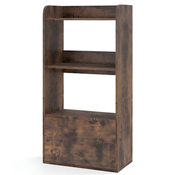 Small 3 Shelf Bookcase with Drawer, Vertical Storage Organizer for Living Room, Study or Entryway