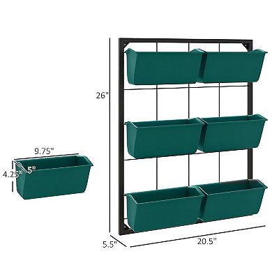 Vertical Wall Planter with 6 Plant Pots, 3 Tier Indoor Outdoor Herb Garden