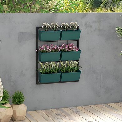 Vertical Wall Planter with 6 Plant Pots, 3 Tier Indoor Outdoor Herb Garden