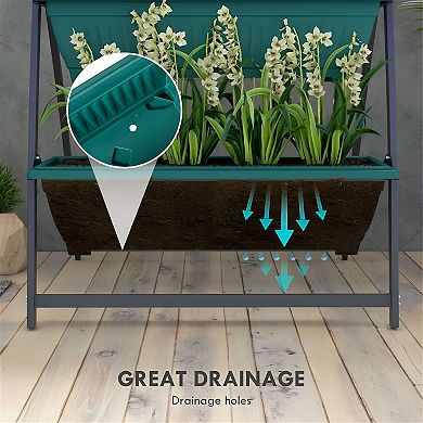 4 Tier Vertical Garden Planter with Stackable Pots Steel Frame Herb Flower Planter for Balcony Patio