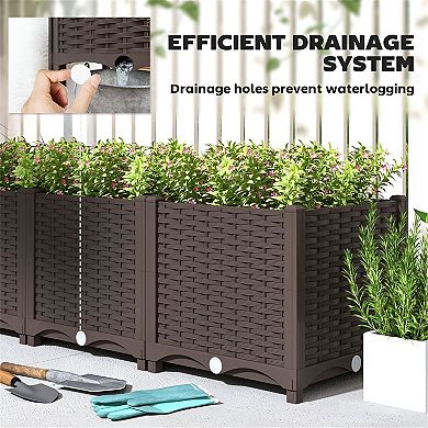 Rectangular Raised Garden Planter Box Plastic Outdoor Vegetable Herb Flower Planter