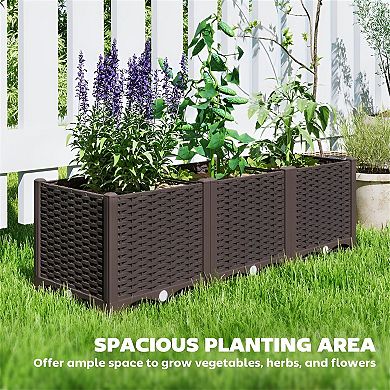 Rectangular Raised Garden Planter Box Plastic Outdoor Vegetable Herb Flower Planter