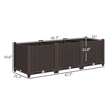 Rectangular Raised Garden Planter Box Plastic Outdoor Vegetable Herb Flower Planter