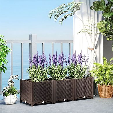 Rectangular Raised Garden Planter Box Plastic Outdoor Vegetable Herb Flower Planter