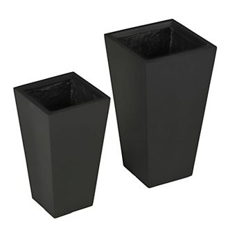 Set of 2 Tall Planter Pots Indoor Outdoor Flower Plant Pots for Patio Balcony Yard