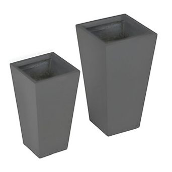 Set of 2 Tall Planter Pots Indoor Outdoor Flower Plant Pots for Patio Balcony Yard