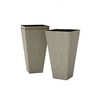 Tall Square Planter Pot Indoor Outdoor Plastic Flower Plant Pot for Patio Balcony Entryway