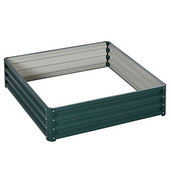Square Raised Garden Bed Planter Galvanized Steel Outdoor Vegetable Garden Box