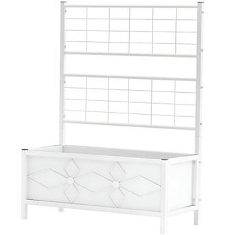 Metal Raised Garden Bed with Trellis, Planter Box for Climbing Plants, Flowers and Vegetables