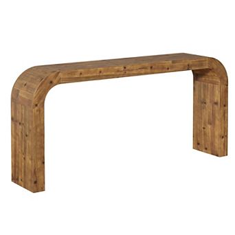 Rustic Farmhouse Wood Console Table with Open Shelf for Entryway