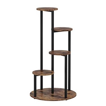 Corner Plant Stand with 5 Shelves, Metal and Wood Plant Rack for Indoor Plants, Patio or Living Room