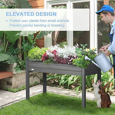 Elevated Patio Garden Planter Box, Wood Raised Bed for Balcony, Backyard or Deck Plants