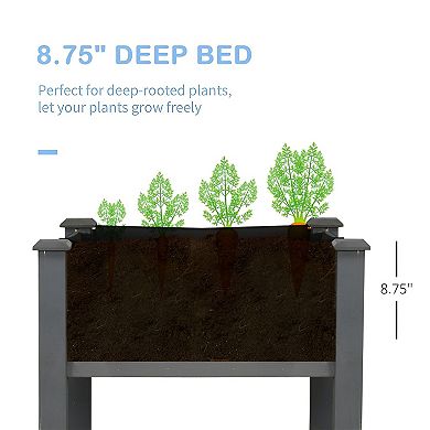Elevated Patio Garden Planter Box, Wood Raised Bed for Balcony, Backyard or Deck Plants