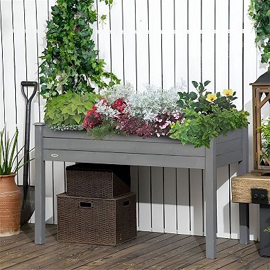 Elevated Patio Garden Planter Box, Wood Raised Bed for Balcony, Backyard or Deck Plants