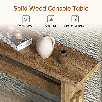 Narrow Solid Wood Console Table for Entryway or Living Room