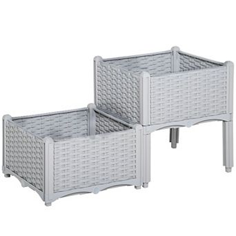 Polypropylene Raised Garden Planter, Compact Elevated Planter for Patio, Balcony or Deck Gardening
