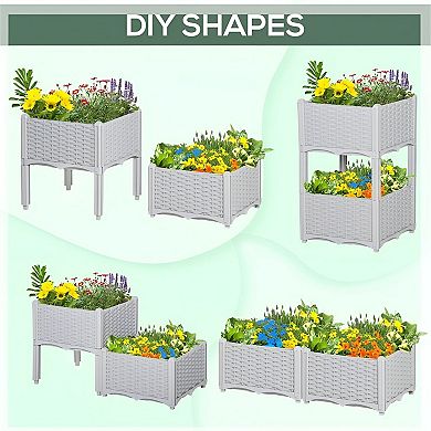Polypropylene Raised Garden Planter, Compact Elevated Planter for Patio, Balcony or Deck Gardening