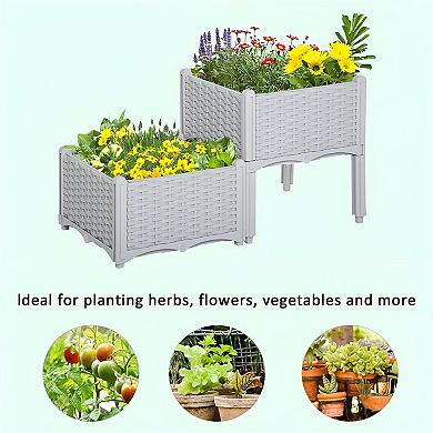 Polypropylene Raised Garden Planter, Compact Elevated Planter for Patio, Balcony or Deck Gardening