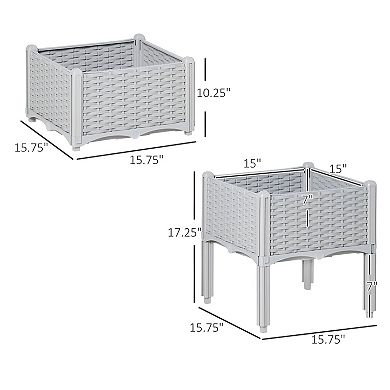 Polypropylene Raised Garden Planter, Compact Elevated Planter for Patio, Balcony or Deck Gardening