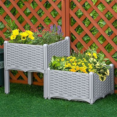 Polypropylene Raised Garden Planter, Compact Elevated Planter for Patio, Balcony or Deck Gardening
