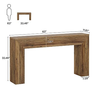 Farmhouse Console Table with Fluted Design for Entryway or Hallway