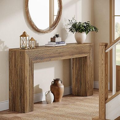 Farmhouse Console Table with Fluted Design for Entryway or Hallway