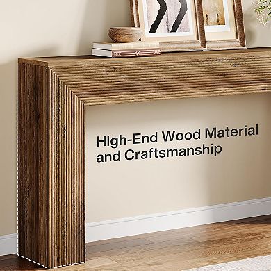 Farmhouse Console Table with Fluted Design for Entryway or Hallway