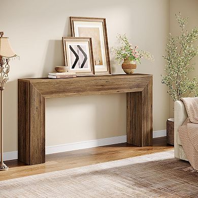 Farmhouse Console Table with Fluted Design for Entryway or Hallway