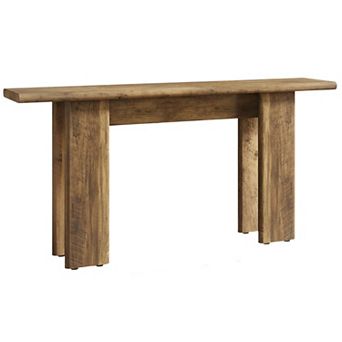 Farmhouse Wood Console Table with Open Shelf for Entryway or Living Room