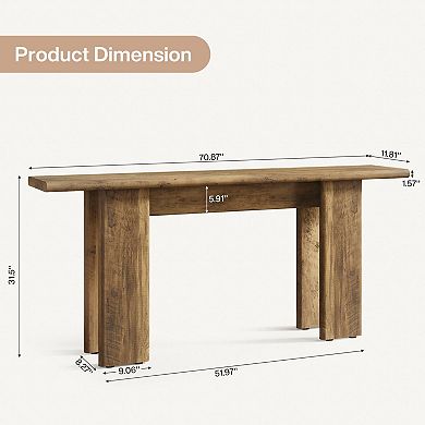 Farmhouse Wood Console Table with Open Shelf for Entryway or Living Room