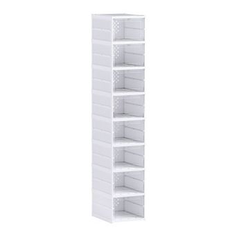 Stackable Shoe Storage Boxes 8 tier Clear Front Drop Door Organizer