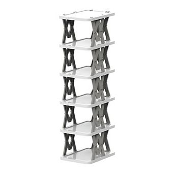 6 tier Shoe Rack Foldable Vertical Storage Organizer Slim Space Saving