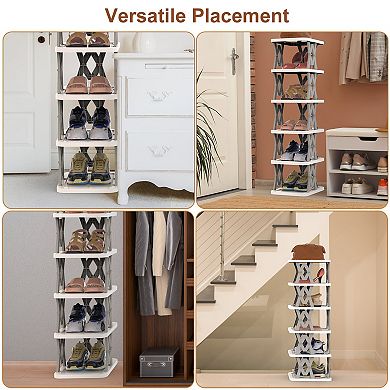 6 Tier Shoe Rack Foldable Vertical Storage Organizer Slim Space Saving
