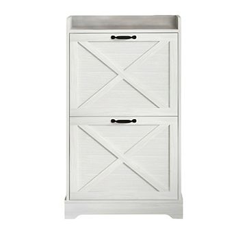 Entryway Shoe Storage Cabinet Farmhouse Style Flip Door Organizer