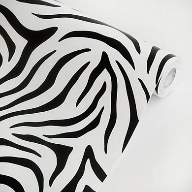 Zebra Print Peel and Stick Wallpaper Roll Self Adhesive Vinyl Wall Covering for Home Decor
