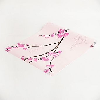 Pink Magnolia Peel and Stick Wallpaper Roll Self Adhesive Vinyl Wall Covering for Home Decor