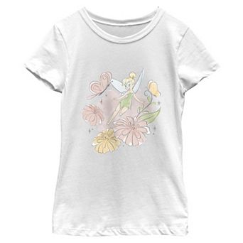 Girls 6-16 Disney’s Tinker Bell Watercolor Floral & Butterflies Graphic Tee
