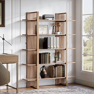 5 Tier Freestanding Bookshelf Open Storage Rack for Living Room and Home Organization