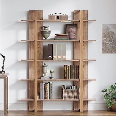 5 Tier Freestanding Bookshelf Open Storage Rack for Living Room and Home Organization