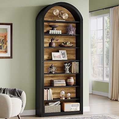 Arched Tier Bookcase Tall Storage Bookshelf for Entryway Hallway