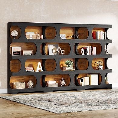 Modern S Shaped Bookshelf 4 Tier Display Shelf Freestanding MDF Bookcase
