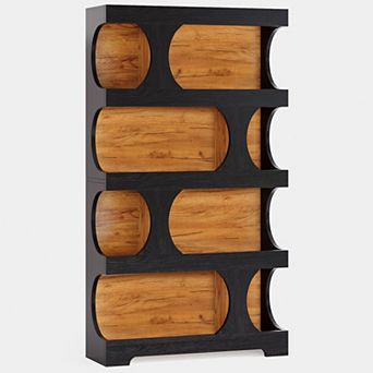 Modern S Shaped Bookshelf 4 tier Display Shelf Freestanding MDF Bookcase