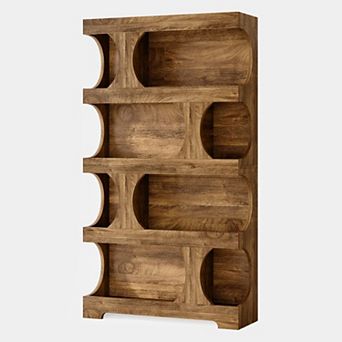 Modern S Shaped Bookshelf 4 tier Display Shelf Freestanding MDF Bookcase