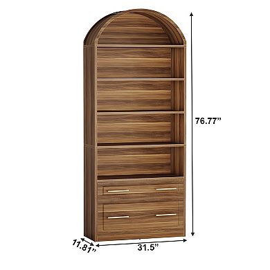 5 Tier Open Shelf Bookcase with Drawer Storage and File Organizer for Office and Living Room